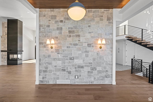 3050 Country Crossings, Heber City, UT 84032 - corridor featuring stairs, wood finished floors, and wooden ceiling