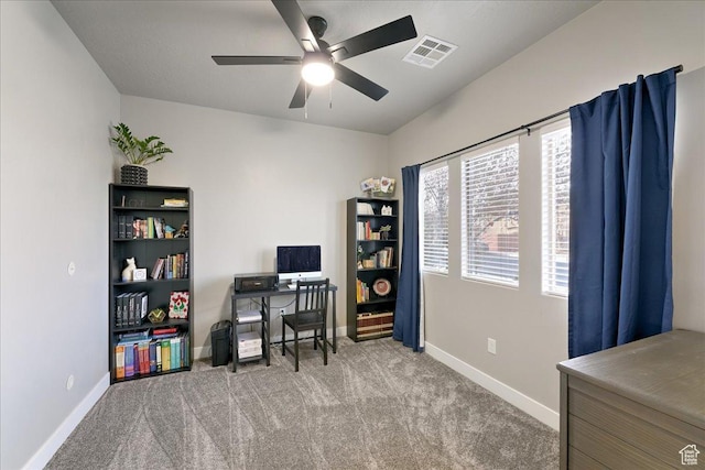 3459 S 2960 E, St George, UT 84790 - carpeted office space featuring visible vents, a ceiling fan, and baseboards