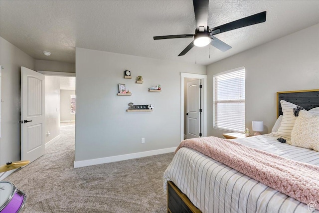 3459 S 2960 E, St George, UT 84790 - carpeted bedroom featuring a ceiling fan, baseboards, and a textured ceiling