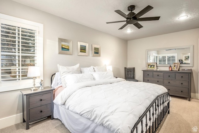 2760 E Spring Creek Rd, Holladay, UT 84117 - bedroom featuring ceiling fan, light colored carpet, and a textured ceiling