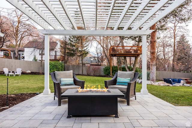 2760 E Spring Creek Rd, Holladay, UT 84117 - view of patio with an outdoor living space with a fire pit and a pergola
