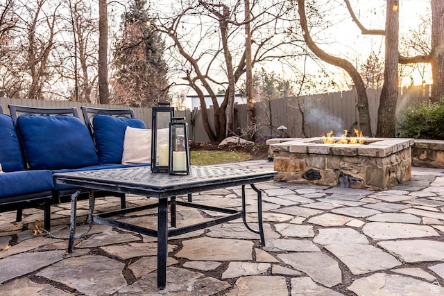 2760 E Spring Creek Rd, Holladay, UT 84117 - view of patio with an outdoor living space with a fire pit