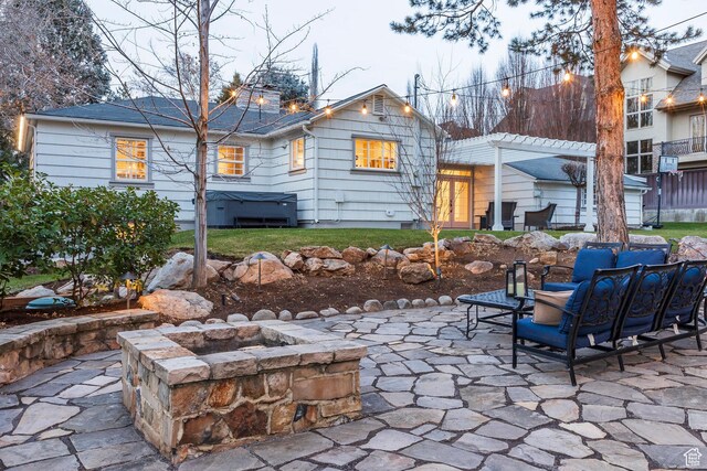 2760 E Spring Creek Rd, Holladay, UT 84117 - exterior space with a fire pit and a pergola