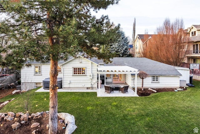 2760 E Spring Creek Rd, Holladay, UT 84117 - back of house with a pergola, a hot tub, a lawn, a patio area, and outdoor lounge area