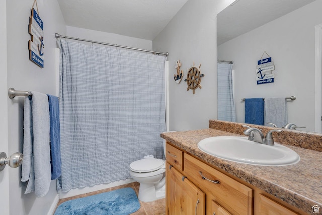 685 E Bullrush Pkwy E, Lehi, UT 84043 - bathroom with tile patterned flooring, vanity, toilet, and a shower with shower curtain