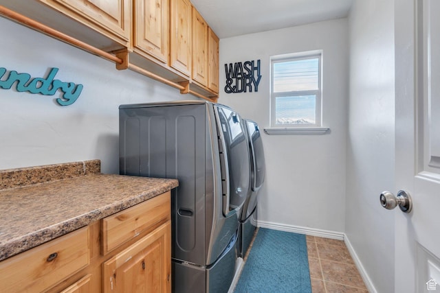 685 E Bullrush Pkwy E, Lehi, UT 84043 - laundry area with washer and clothes dryer, light tile patterned floors, and cabinets