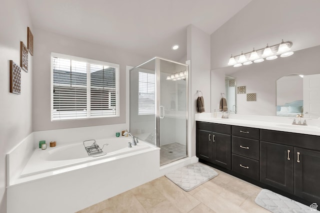 143 E 1825 N, North Ogden, UT 84414 - full bath featuring a sink, a bath, double vanity, and a stall shower