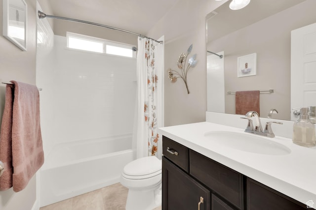 143 E 1825 N, North Ogden, UT 84414 - full bathroom featuring tile patterned floors, shower / bathtub combination with curtain, vanity, and toilet