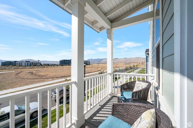 balcony with a mountain view