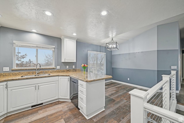 854 S 200 E, Farmington, UT 84025 - kitchen with visible vents, white cabinets, dishwasher, a peninsula, and a sink