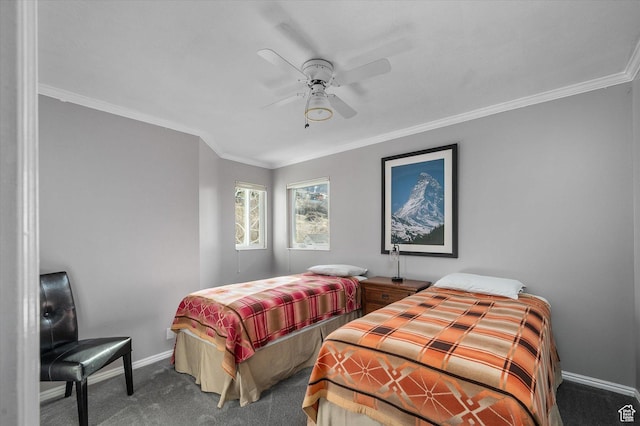 7996 S Sunnyoak Cir E, Cottonwood Heights, UT 84121 - carpeted bedroom with ceiling fan and crown molding