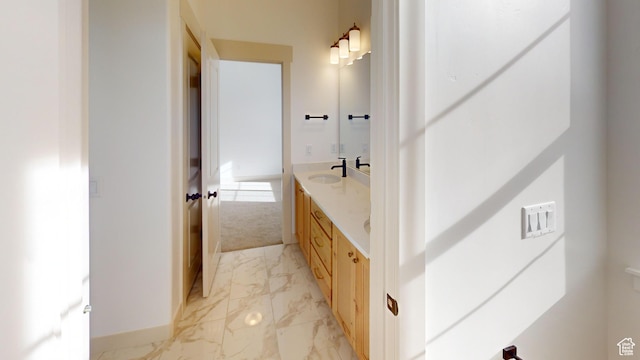 99 E 1590 S Unit 31, Salem, UT 84653 - bathroom with marble finish floors, vanity, and baseboards