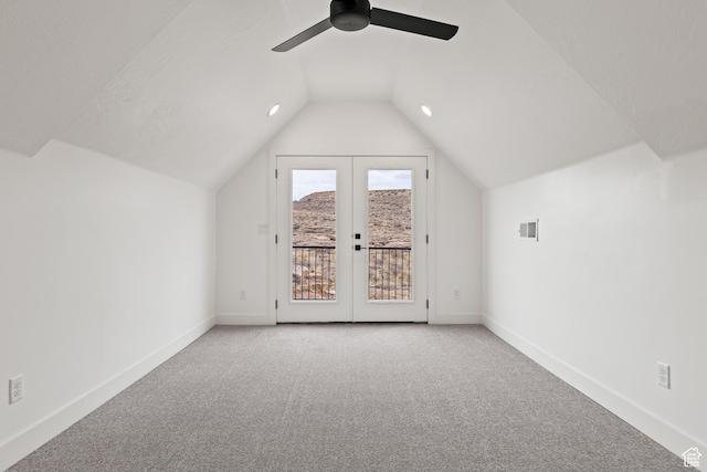 1539 W 2130th Cir S, St George, UT 84770 - additional living space with carpet flooring, ceiling fan, french doors, and lofted ceiling