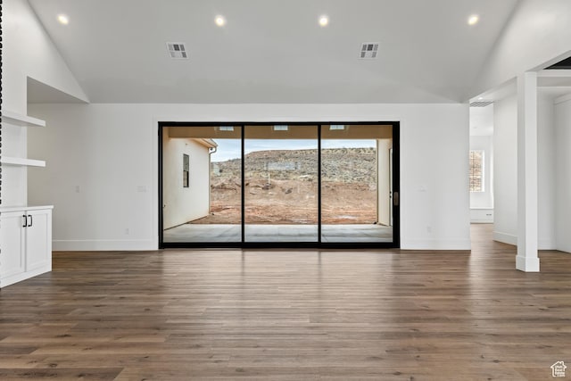 1539 W 2130th Cir S, St George, UT 84770 - unfurnished living room featuring high vaulted ceiling and dark wood-type flooring