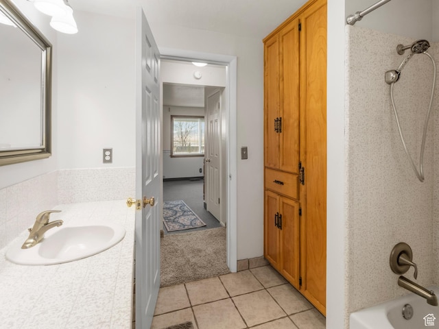 5304 W 20400 N, Plymouth, UT 84330 - bathroom featuring tile patterned flooring, vanity, and shower / bath combination