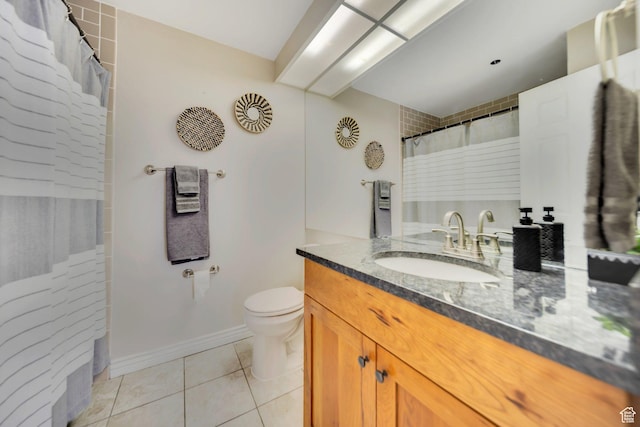 44 W 300 S Unit 2306S, Salt Lake City, UT 84101 - bathroom featuring tile patterned floors, vanity, curtained shower, and toilet