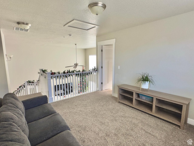 6057 W Herriman View Way S, Herriman, UT 84096 - interior space with visible vents, carpet, a textured ceiling, and ceiling fan