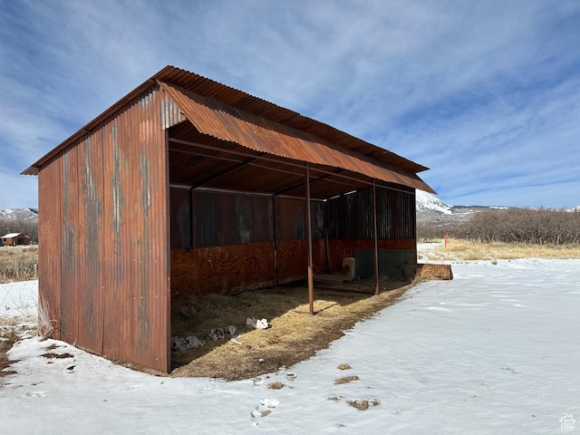 view of snow covered structure