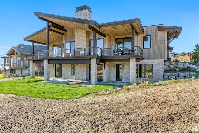 2072 E Copper Belt Dr, Heber City, UT 84032 - rear view of house with a balcony and a patio