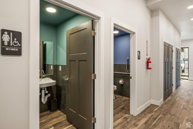 4554 Forestdale Dr N # 32, Park City, UT 84098 - hallway with dark hardwood / wood-style flooring and sink