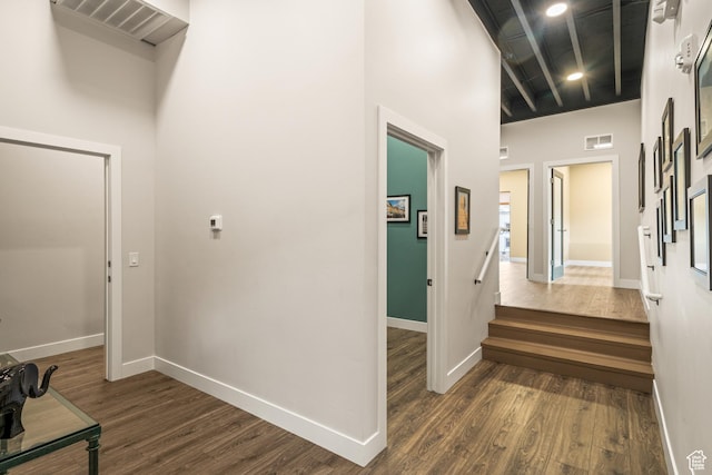4554 Forestdale Dr N # 32, Park City, UT 84098 - hallway featuring a towering ceiling and dark hardwood / wood-style floors