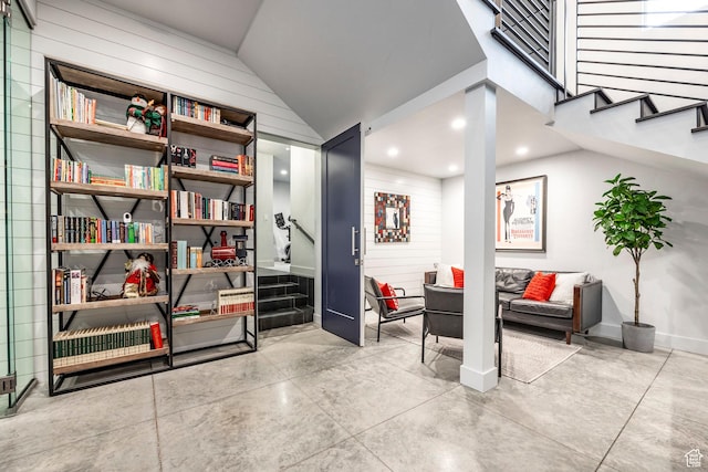interior space with vaulted ceiling