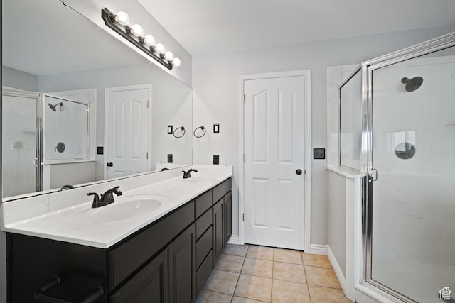 6190 W 5950 S, Hooper, UT 84315 - bathroom featuring tile patterned floors, vanity, and a shower with shower door
