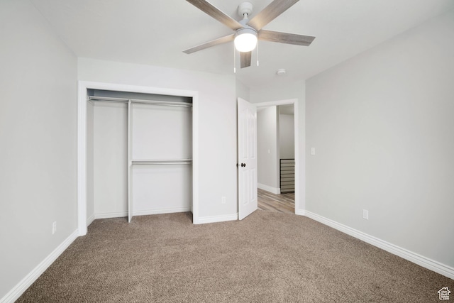 6190 W 5950 S, Hooper, UT 84315 - unfurnished bedroom with carpet flooring, ceiling fan, and a closet