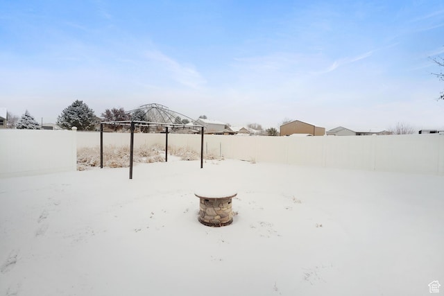 6190 W 5950 S, Hooper, UT 84315 - yard covered in snow featuring a gazebo and an outdoor fire pit