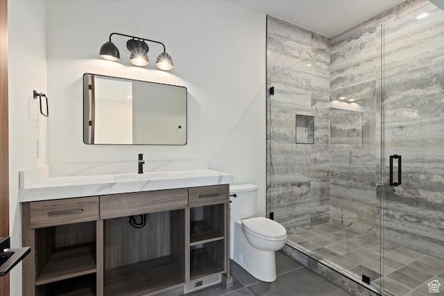 1316 N Gold Mountain Cir, Heber City, UT 84032 - bathroom featuring vanity, a shower stall, and tile patterned floors
