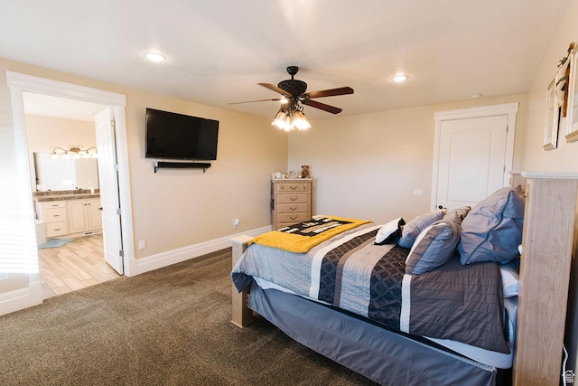 743 N 1100 E, Nephi, UT 84648 - bedroom with light colored carpet, baseboards, ensuite bath, and recessed lighting