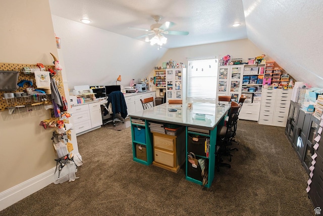 743 N 1100 E, Nephi, UT 84648 - home office featuring lofted ceiling, dark colored carpet, and ceiling fan