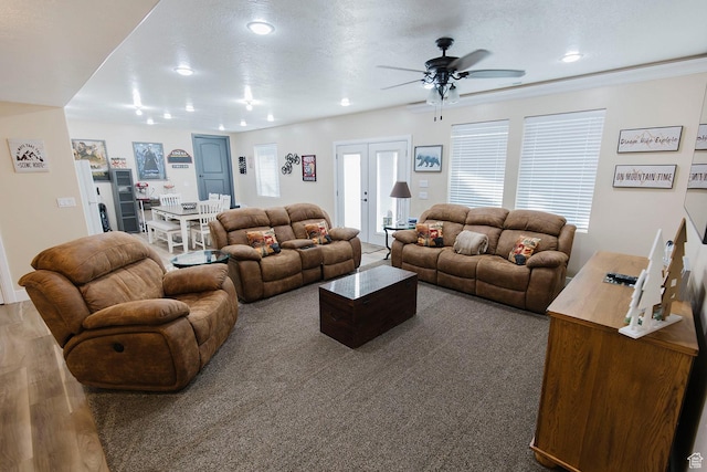 743 N 1100 E, Nephi, UT 84648 - living room with recessed lighting, wood finished floors, and a ceiling fan