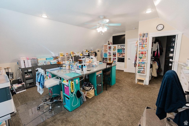 743 N 1100 E, Nephi, UT 84648 - home office featuring lofted ceiling, carpet flooring, and ceiling fan