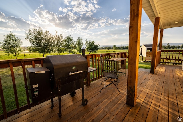 2690 W 500 N, Vernal, UT 84078 - wooden deck featuring a lawn, grilling area, and a shed