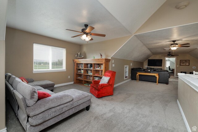 2690 W 500 N, Vernal, UT 84078 - carpeted living room featuring ceiling fan and lofted ceiling