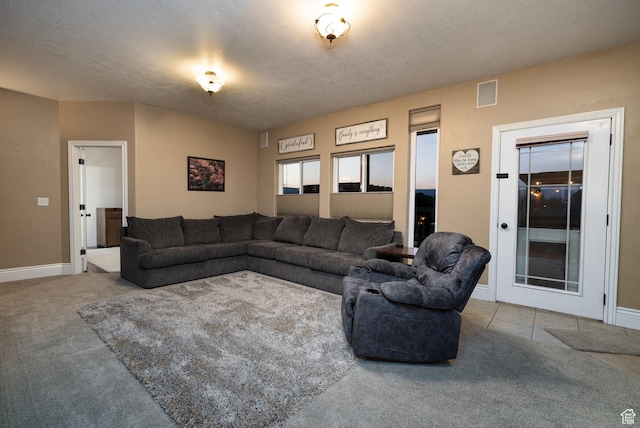 2690 W 500 N, Vernal, UT 84078 - carpeted living room featuring a textured ceiling