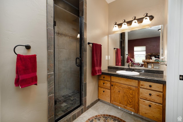 2690 W 500 N, Vernal, UT 84078 - bathroom featuring tile patterned flooring, vanity, and a shower with door