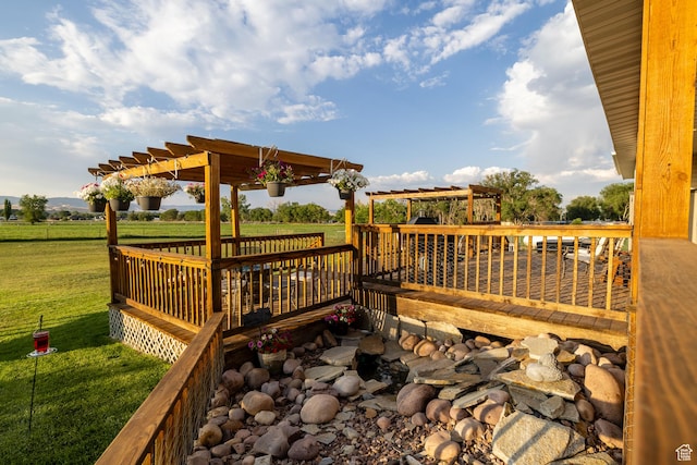 2690 W 500 N, Vernal, UT 84078 - wooden terrace featuring a pergola, a yard, and a rural view