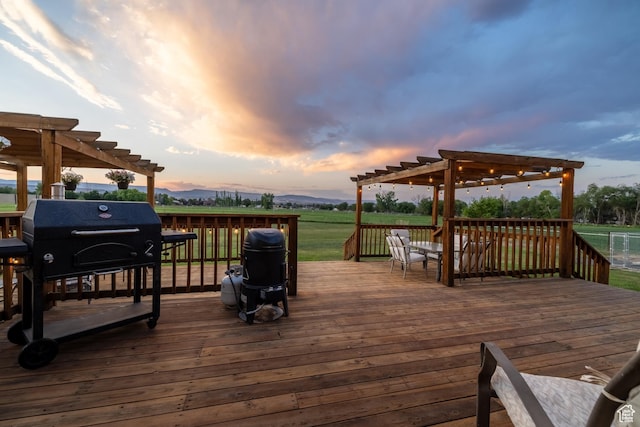 2690 W 500 N, Vernal, UT 84078 - deck at dusk featuring a pergola and a grill
