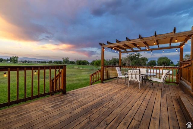 2690 W 500 N, Vernal, UT 84078 - deck at dusk with a lawn and a pergola