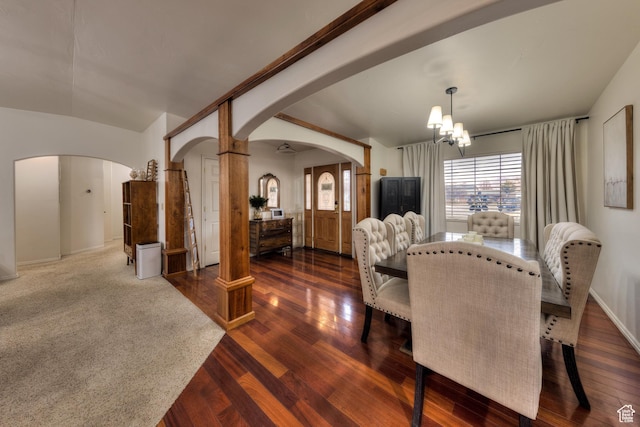 558 Winesap Cir, Moab, UT 84532 - dining room featuring a chandelier and dark hardwood / wood-style flooring