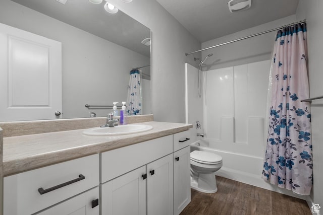 248 W Quartz Rd, Tooele, UT 84074 - bathroom featuring vanity, shower / tub combo, toilet, and wood finished floors