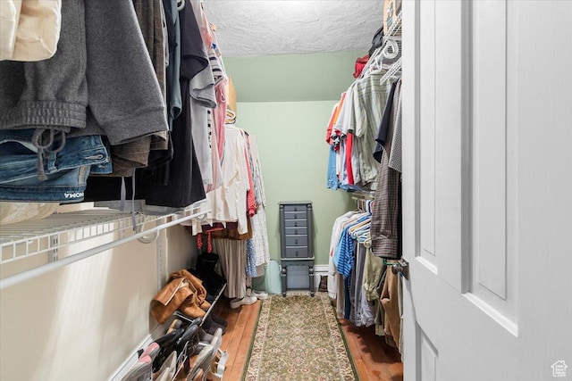 walk in closet featuring hardwood / wood-style flooring