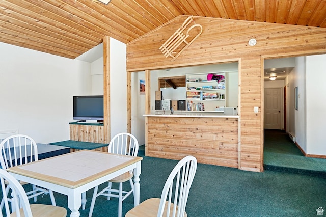 561 S Vasels Rd Unit R16-C, Brian Head, UT 84719 - carpeted dining space with wood ceiling and vaulted ceiling