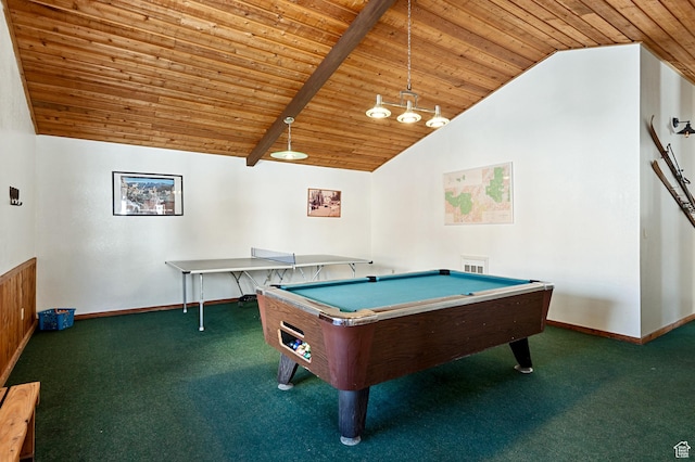 561 S Vasels Rd Unit R16-C, Brian Head, UT 84719 - rec room featuring carpet floors, wooden ceiling, and vaulted ceiling