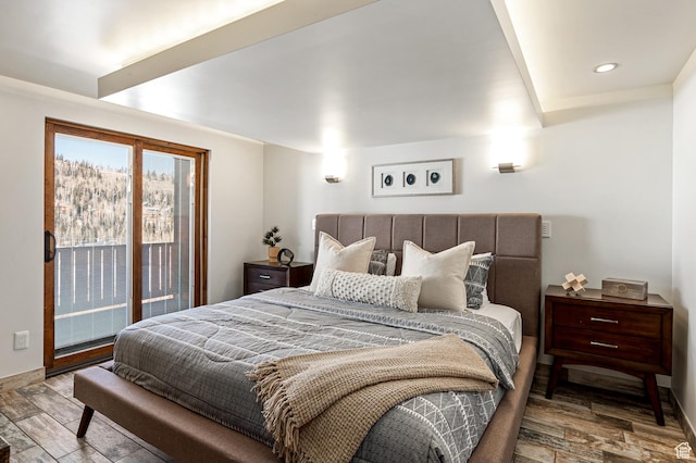 561 S Vasels Rd Unit R16-C, Brian Head, UT 84719 - bedroom with access to outside, recessed lighting, baseboards, and wood finished floors