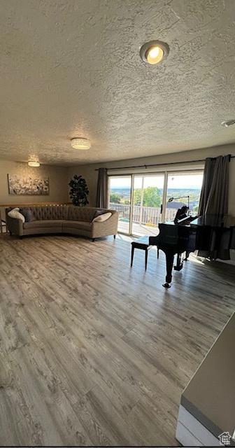 722 Staheli Dr, Washington, UT 84780 - unfurnished living room with hardwood / wood-style floors and a textured ceiling