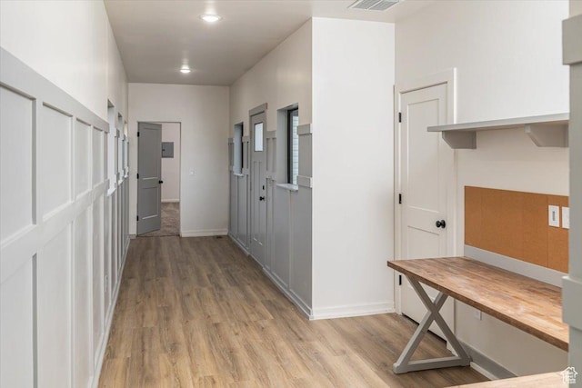 hall featuring light hardwood / wood-style floors