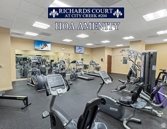 55 W S Temple Unit 204, Salt Lake City, UT 84101 - gym featuring baseboards and a drop ceiling